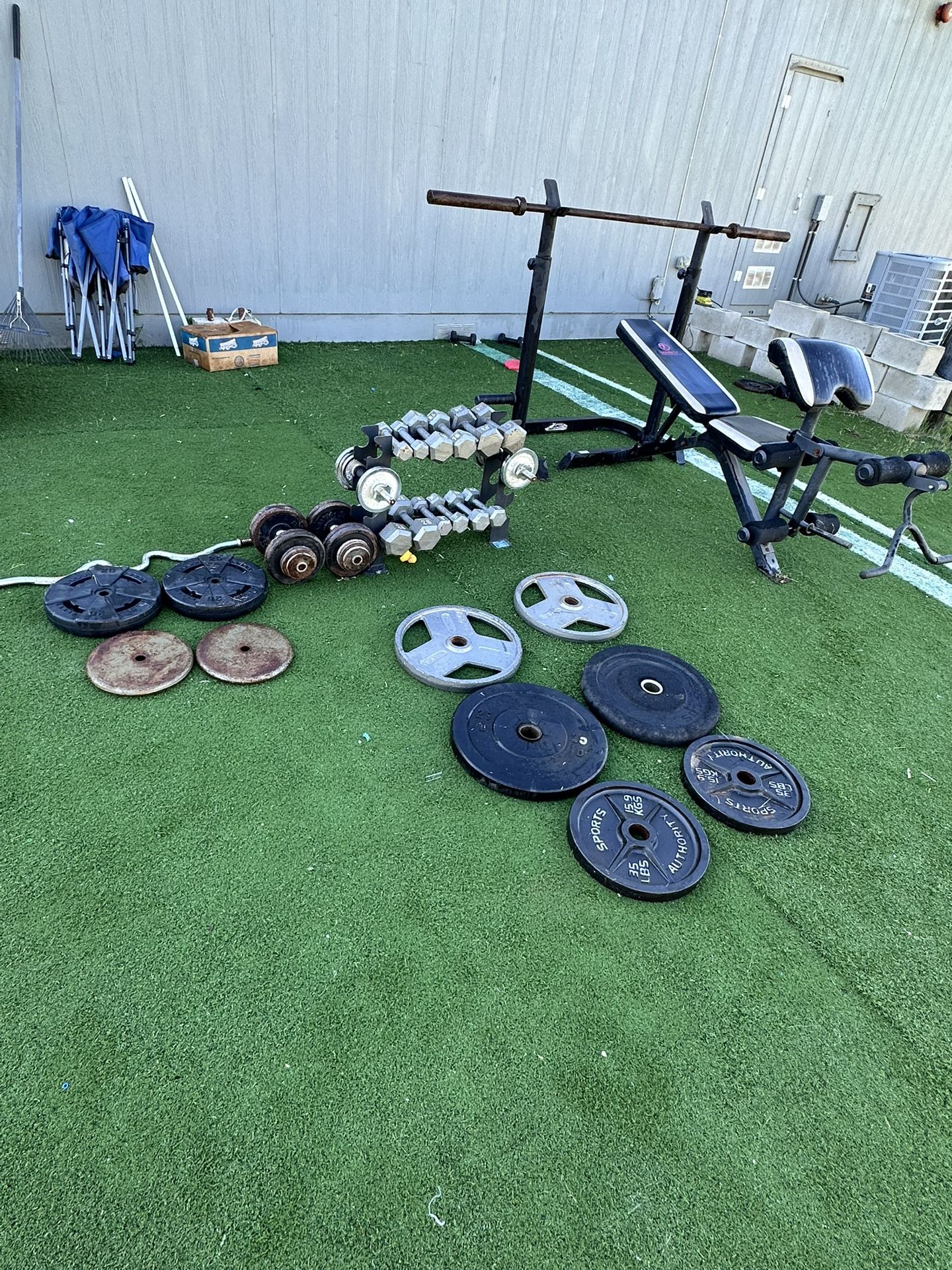 Bench Press And Weight Set