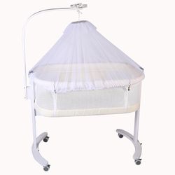 Baby Bedside Sleeper Bassinet with 6 Wheels White - 39.3in x 22in x 31.5in/50.7in