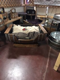Wine barrel dog bed