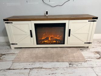 75” TV stand wood with fireplace & sleeper sofa