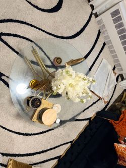 Modern Glass Coffee Table with Gold Base