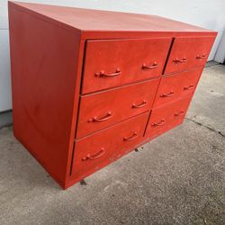 Metal 🤘Six Drawer Storage/ Dresser RED