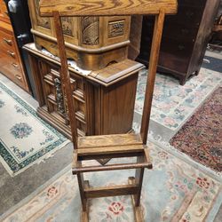 Antique Oak Clothing Valet 