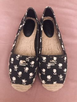 NEW! Coach Rhodelle Calico Espadrille Logo Flats 8.5 $280