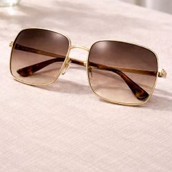 GUCCI Gold Metal Square Sunglasses Brown Gradient Lenses GG2873/S