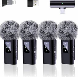 4 Wireless Lavalier Microphone for iPhone Android Phone Pad Computer, Pro Lapel Mini Microphone for Video Recording Vlog Podcast Stream YouTube TikTok