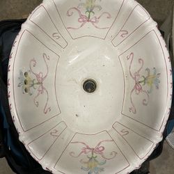 Handpainted porcelain bathroom sink circa 1920s
