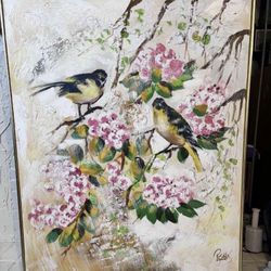 Antique Abstract Oil Painting Signed Lee Reynolds 40.5”Lx51”H