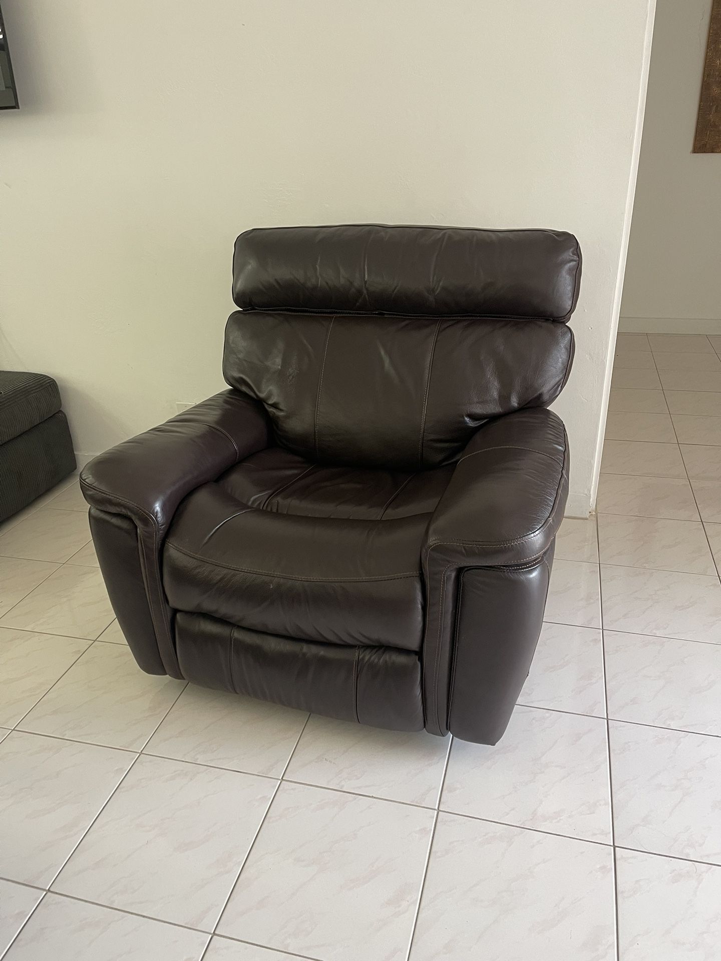 Single Manual Recliner Sofa Leather