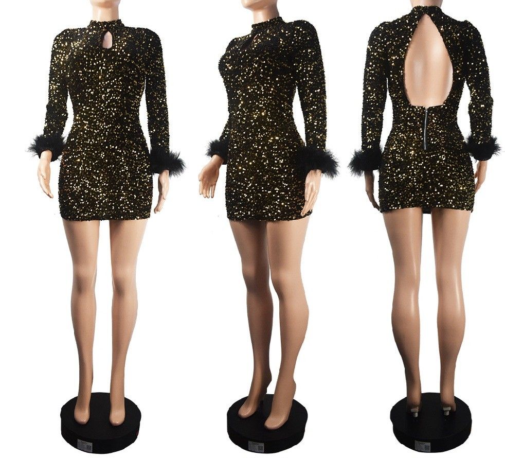 Fashion Sequins Mini Dress New Size S, M Avaliable Strech Material. 