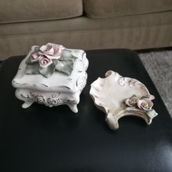 Cordey Cybis Italy Porcelain Square Footed Trinket Dresser