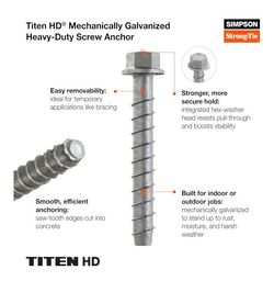 Simpson Strong-Tie THDB62800HMG Titen HD 5/8 in. x 8 in. Mechanically Galvanized Heavy-Duty Screw Anchor (10-Qty)