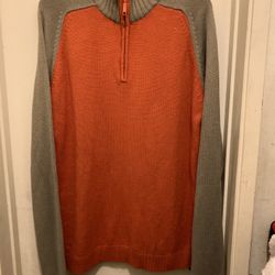 Orange 2-Toned DNKY ACTIVE Men’s Sweater With Zipper