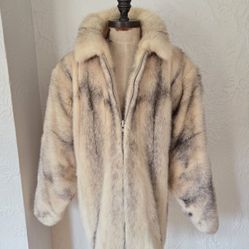 Cross Mink Fur Coat Cream And Black Size L NO OFFERS 