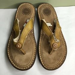 UGG Australia Womens Sandals Flip Flops Size 6 Leather Upper