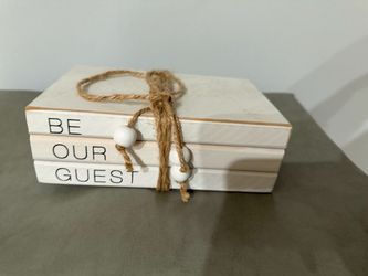 Be Our Guest Decorative Wood Book Stack