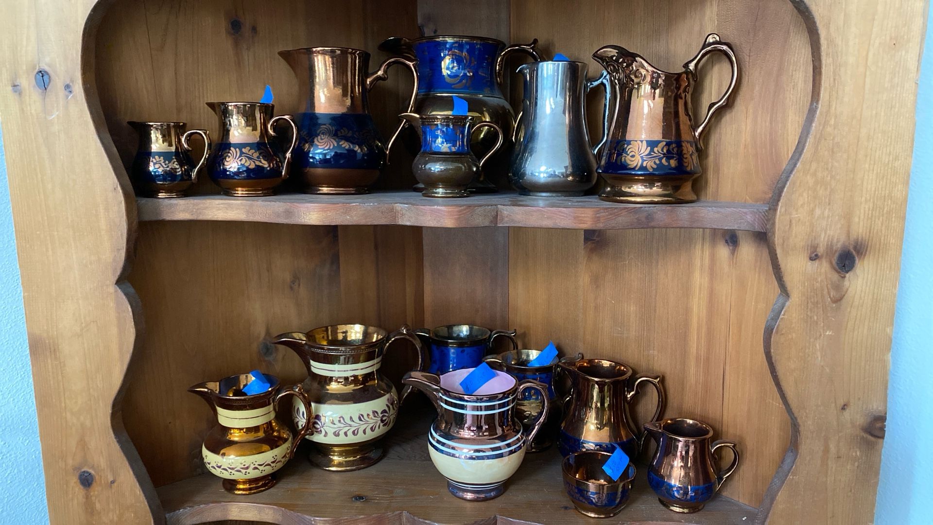 Antique Copper Luster Pitchers