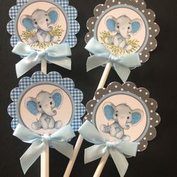 Cupcake toppers/ elephant cupcake toppers