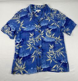 Christopher and Banks floral button front shirt blue large