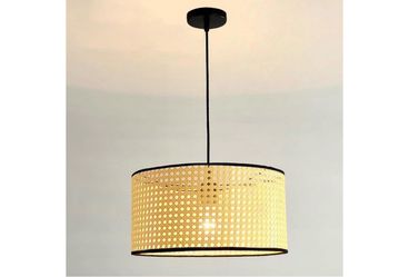 2 Pieces Basket Lamp Shade Unique ‎Faux Rattan Chandelier with Metal Frame Fixtures 30cm Round Hollow Warm Diffused Lighting for Living Room, Bedroom,