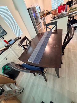 Dark Wood Dining Table with 4 Chairs