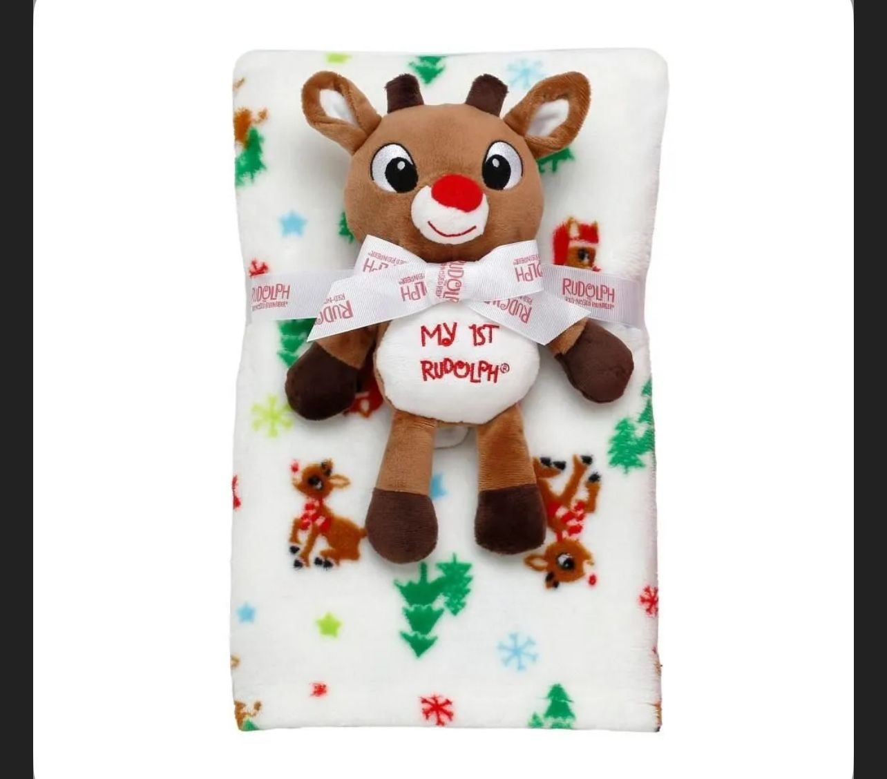Rudolph The Red-Nosed Reindeer 2 Piece Plush Toy And Baby Blanket Set My First Rudolph