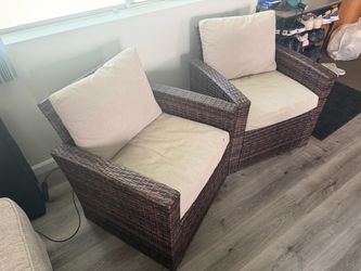 Wicker Patio Chairs with Cushions – Set of 2
