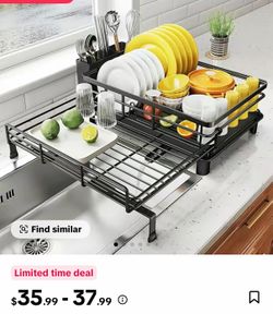Extendable Dish Rack-Small Dish Drying Rack , Large Sink Drying Dish Drainer for Kitchen Coun