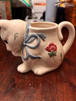 Vintage Lenox Poppies On Blue Cat Mug