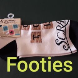 NEW WITH TAG!  NOVELTY SCRABBLE FOOTIES SOCKS