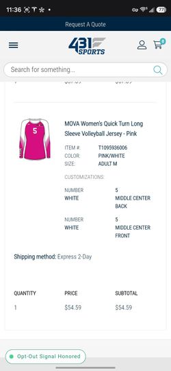MOVA Women's Long Sleeve Volleyball Jersey Pink