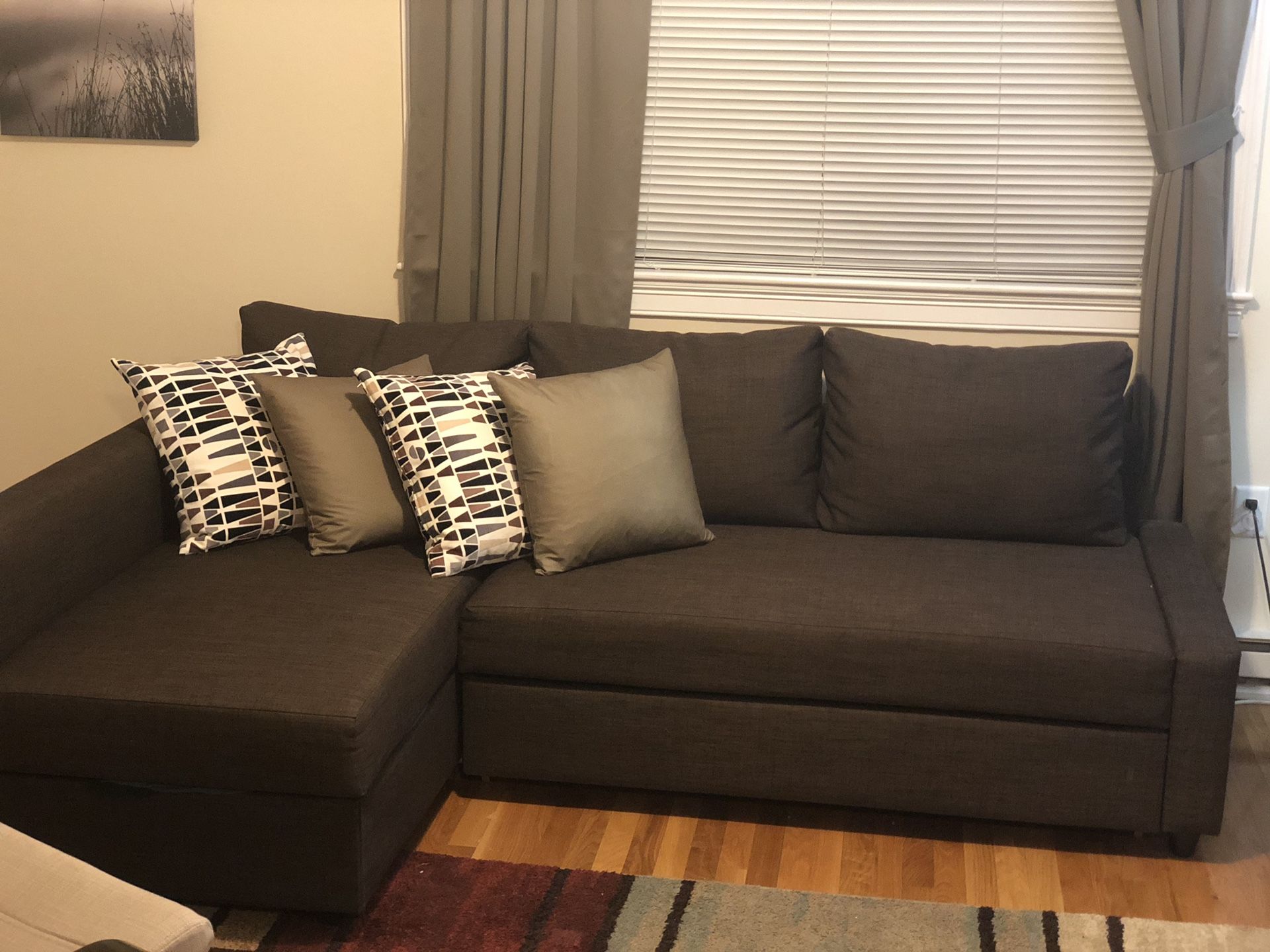 IKEA 3-Seat Couch Bed with Storage - Brown (FRIHETEN)