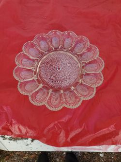 Vintage Pressed Glass Deviled Egg Plate