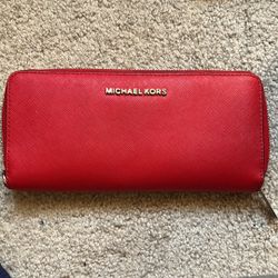 Michael Kors Large Red Zip Wallet