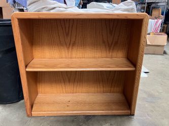 Vintage Oak Wood Bookcase 2 Shelf Display Cabinet Adjustable Shelves
