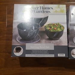 Black Marble 6pc Serving Bowl Set