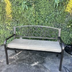 Steel Bench With Detachable Gray Cushion On Top