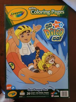 set of 20 giant coloring pages branded by Crayola  Go, Diego, Go
