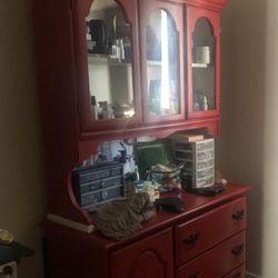 Red Dresser And Brown Dresser For Sale 