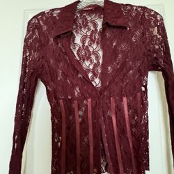 Sandro Lace Shirt Bordeaux