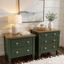Meet Betty & Bill - His & Her Nightstands Set | Deep Green + Brass