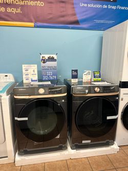 Samsung 5.0 Cu Ft Extra-Large Capacity Smart Washer and 7.5 cu. ft. Vented Smart Dryer Set in Brushed Black