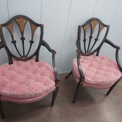 Adams Style Hand Painted Shield Back Side Chairs hand Painted Holly  With Candy Cane Rope cushions