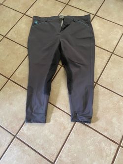 Woman’s Gray and Turquoise Equestrian  Riding Breeches  Size 46R