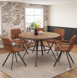 Brand New Round Table With 4 Faux Leather Chairs