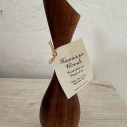 Hawaiian Koa Wood Bud Vase – Signed – Made in Hawaii