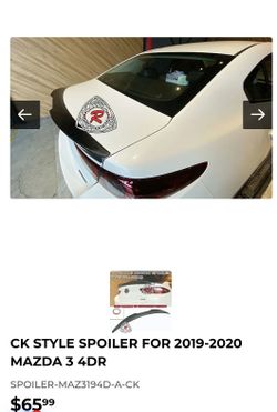 CK STYLE SPOILER FOR 2019-2020 MAZDA 3 4DR