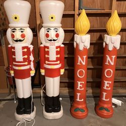 Lighted 36” Noel Candles & 39” Soldiers Outdoor Holiday Decor