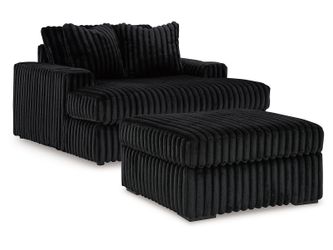 Midnight-Madness Onyx Oversized Chaise and Oversized Accent Ottoman