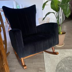 Black Velvet Wingback Rocking Chair